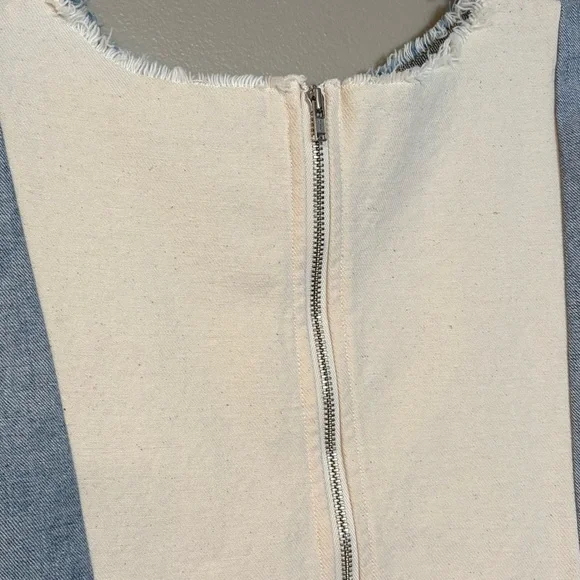 SEA new york distressed raw denim zip up sleeveless cami frayed hem - Picture 6 of 9